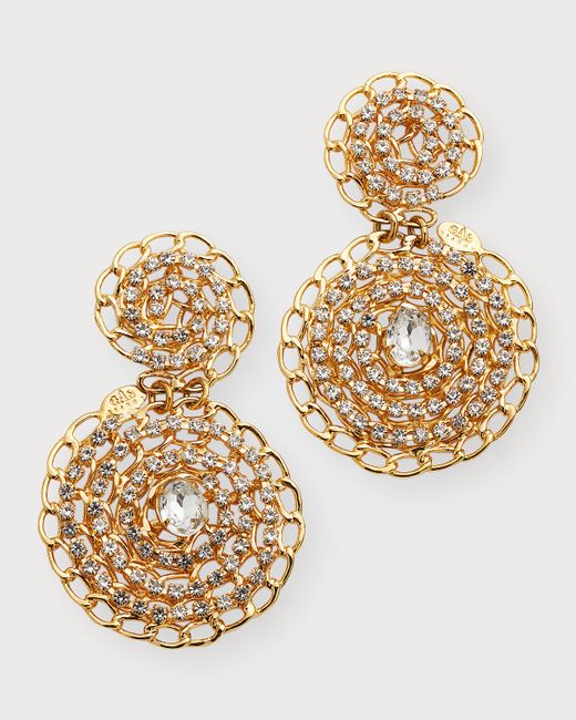 Gas Bijoux Onde Gourmette Gold Drop Earrings with Crystals