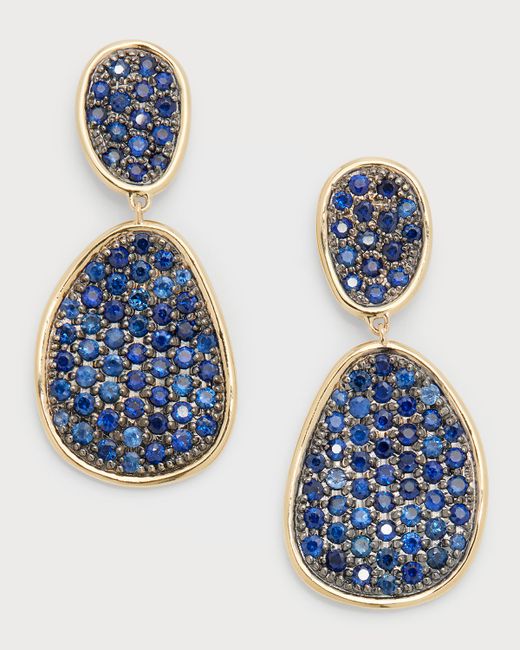 Marco Bicego Lunaria Sapphire Pave Two-Drop Earrings
