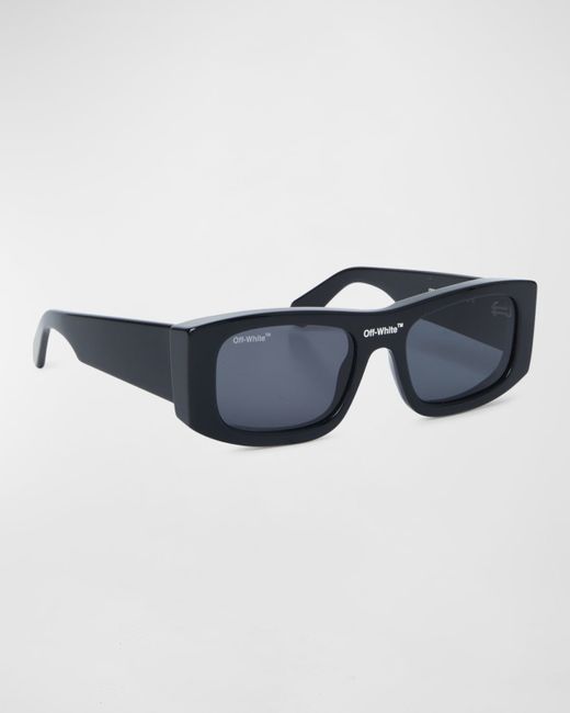 Off-White Lucio Logo-Bridge Rectangle Sunglasses