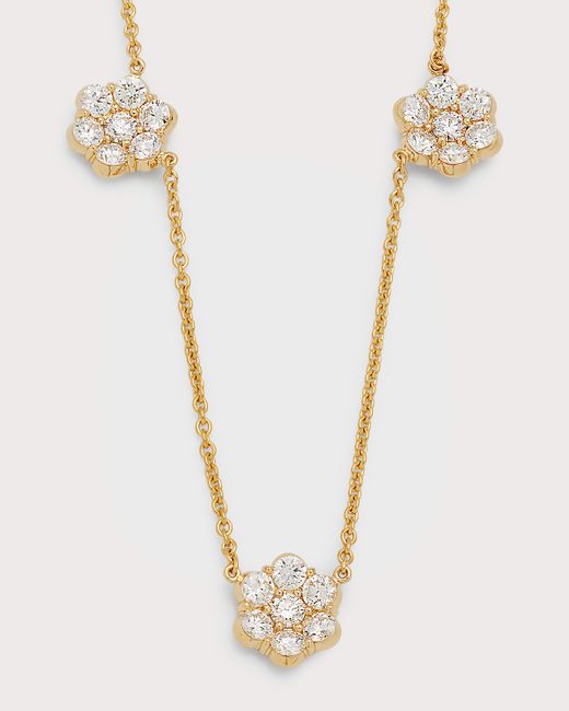 Bayco 18k Gold Flower Diamond Station Necklace