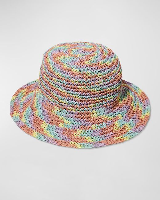 Lele Sadoughi Rainbow Raffia Bucket Hat