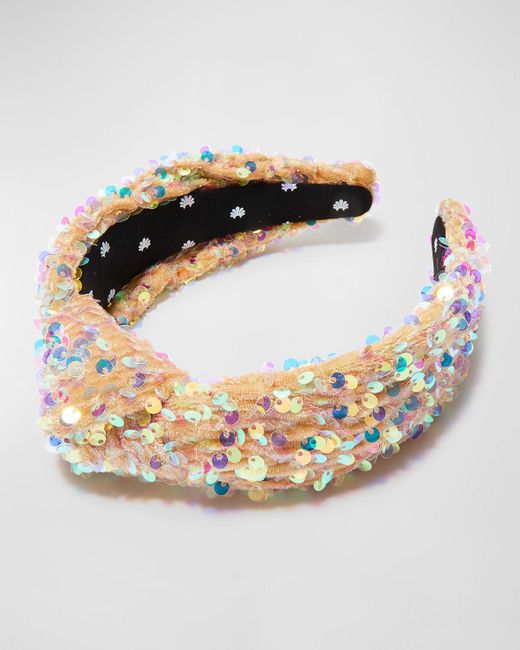 Lele Sadoughi Sequin-Embellished Knotted Velvet Headband