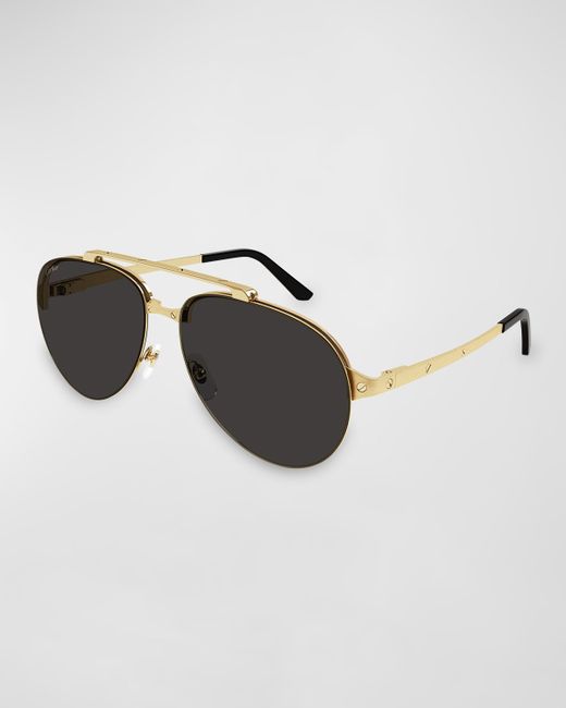 Cartier Double-Bridge Metal Aviator Sunglasses