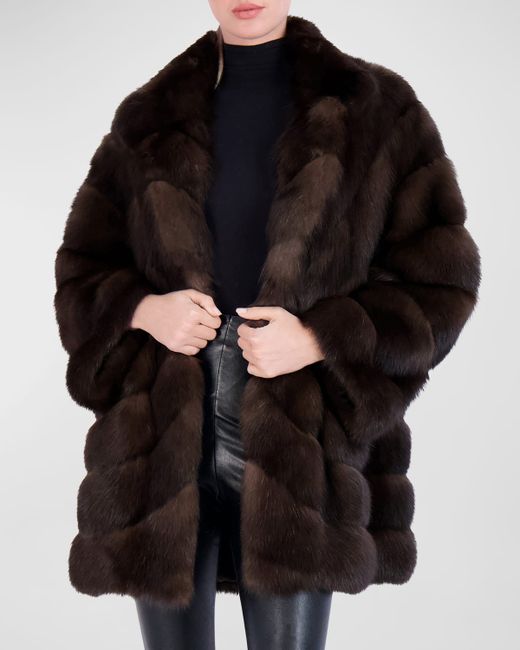 Gorski Chevron Directional Sable Fur Jacket