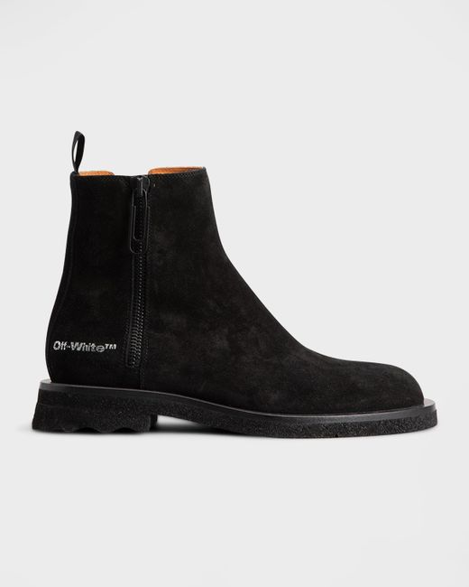 Off-White Sponge Sole Leather Zip Ankle Boots