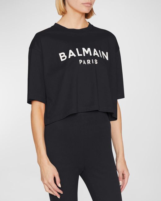 Balmain Logo-Print Crop T-Shirt