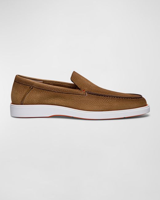 Santoni Drain Nubuck Leather Sneaker Loafers