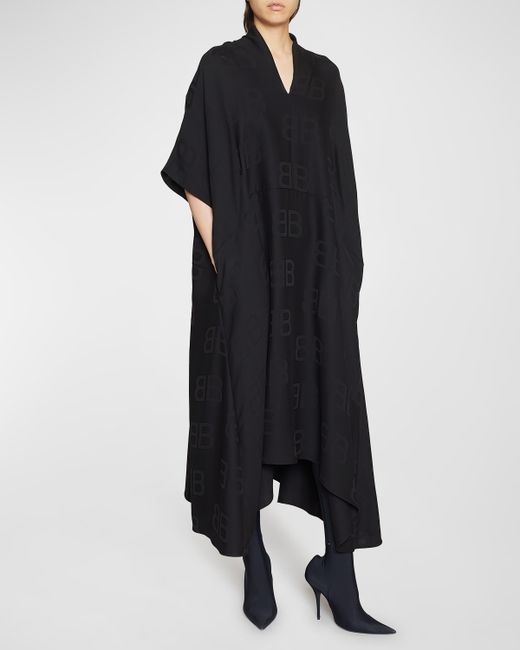 Balenciaga Monogram Silk Jacquard Oversized Midi Dress