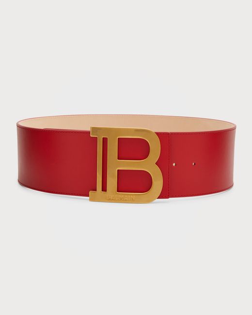 Balmain B Logo Calfskin Buckle Belt