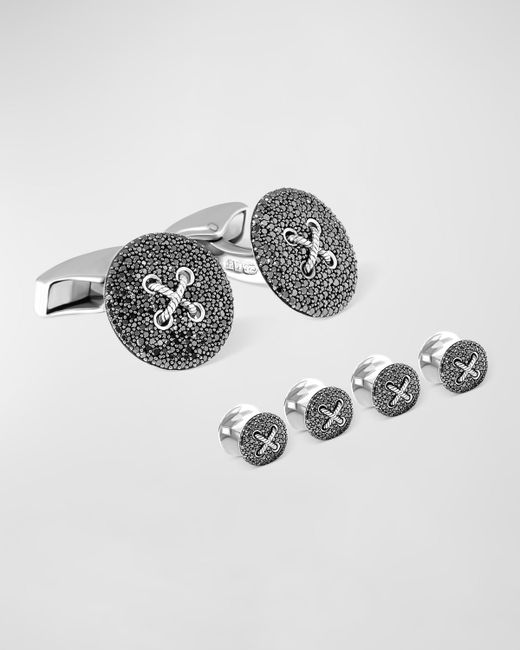Tateossian Diamond Button Cufflinks and Shirt Stud Set