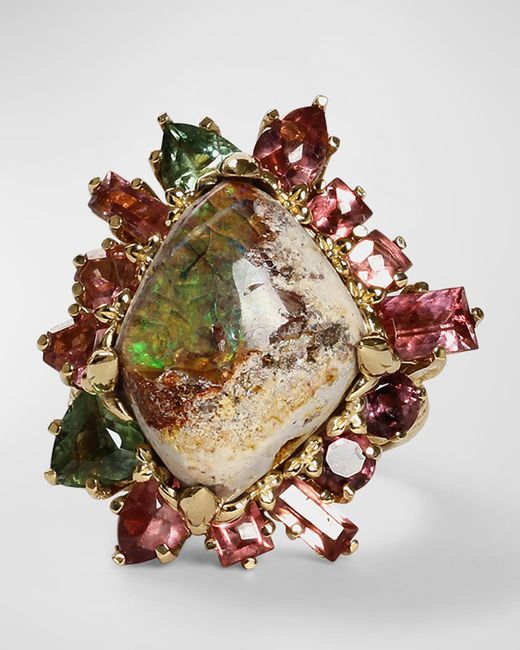 Stephen Dweck Matrix Opal and Tourmaline Ring