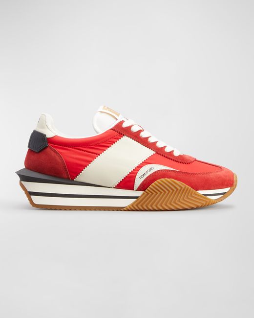 Tom Ford Mix-Media Platform Low-Top Sneakers
