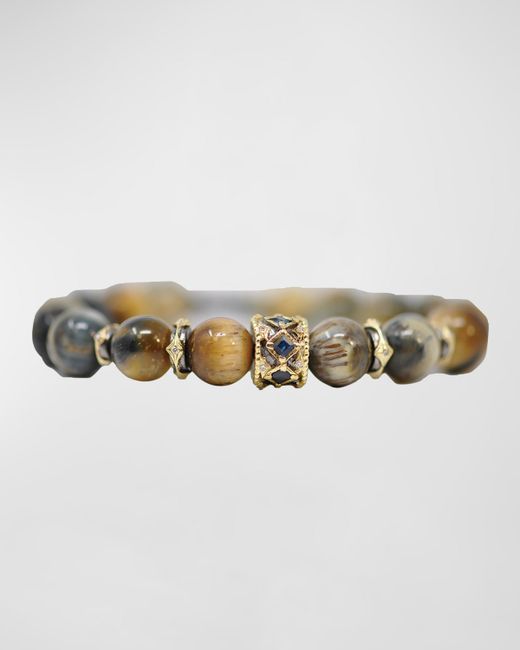 Armenta Old World Tigers Eye Beaded Bracelet with Diamonds and Sapphires