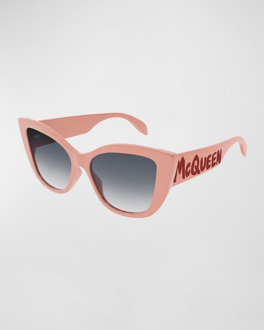 Alexander McQueen Monochrome Acetate Cat-Eye Sunglasses