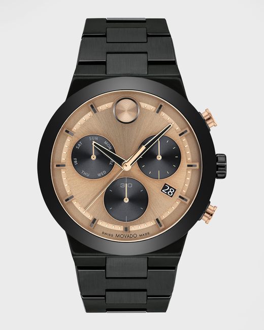 Movado Bold Fusion Chronograph IP Black Steel Bracelet Watch 44mm