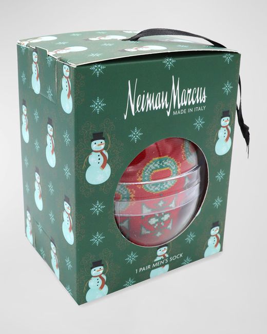 Neiman Marcus Ho Holiday Crew Socks Boxed Ornament Gift Set Single