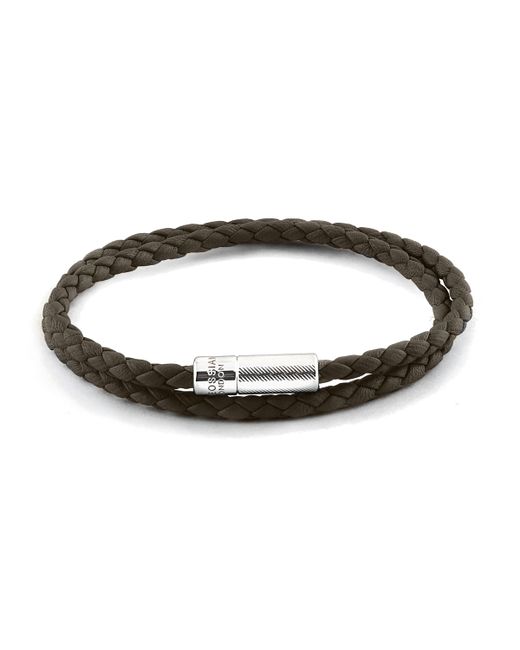 Tateossian Braided Leather Double-Wrap Bracelet
