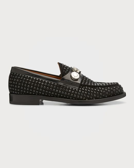 Burberry Tonal Crystal-Embellished Suede Loafers