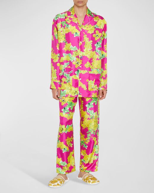 Versace Bright Orchid Silk Pajama Shirt