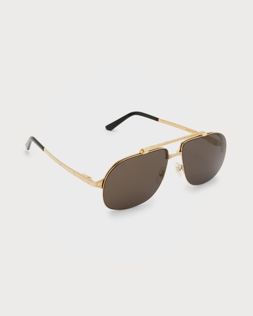 Cartier Metal Double-Bridge Aviator Sunglasses