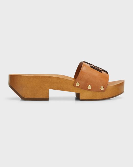 Tory Burch Ines Leather Logo Mule Sandals