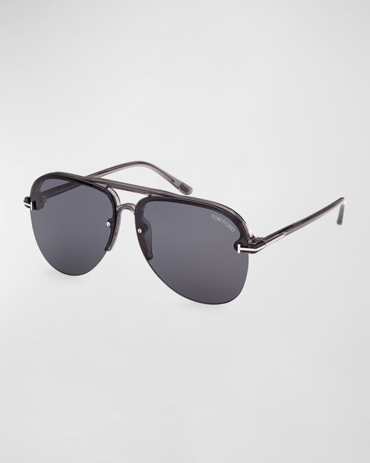 Tom Ford Terry Half-Rim T-Logo Sunglasses