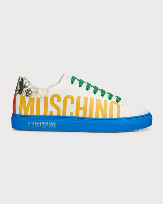 Moschino Block Leather Low-Top Sneakers