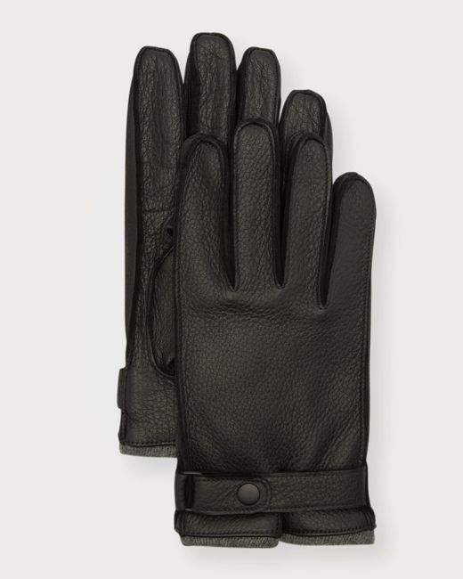 Portolano Cashmere-Lined Leather Gloves with Snap