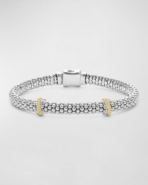 Lagos Sterling Caviar Diamond X Bracelet
