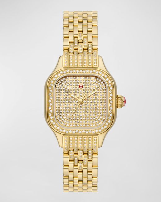 Michele 29mm Limited Edition Meggie Diamond Pave Watch Gold