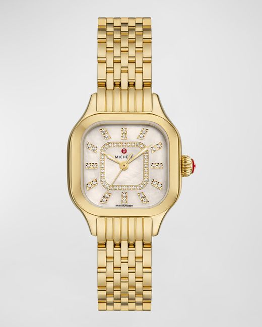 Michele 29mm Meggie Diamond Dial and Mother-of-Pearl Watch Gold