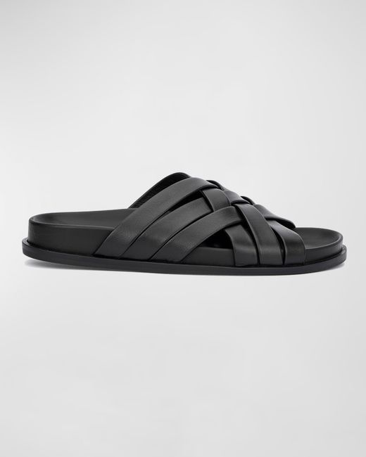 Aquatalia Iselda Woven Leather Slide Sandals