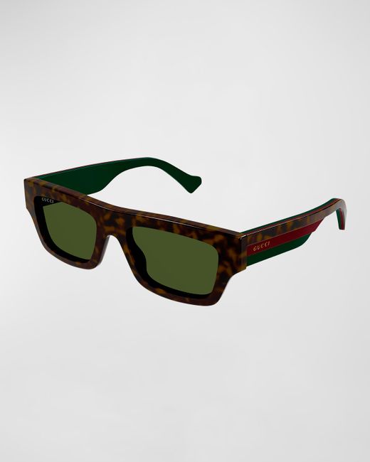 Gucci Rectangle Acetate Sunglasses with Logo