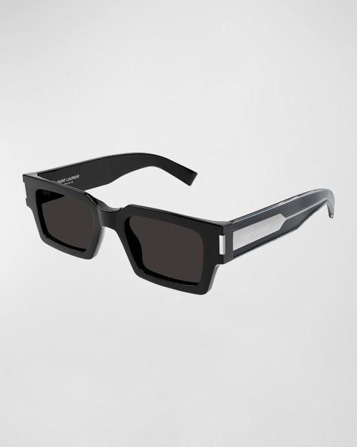 Saint Laurent Rectangle Acetate Sunglasses with Logo