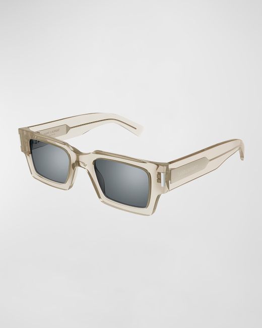 Saint Laurent Rectangle Acetate Sunglasses with Logo