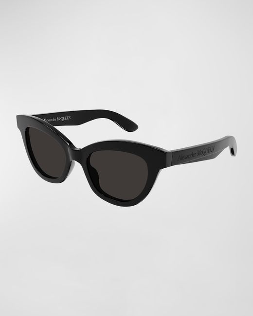 Alexander McQueen Acetate Cat-Eye Sunglasses w Logo Detail
