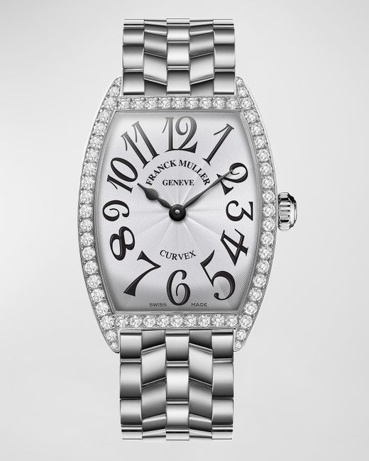 Franck Muller Cintree Curvex Stainless Steel Diamond Watch with Bracelet Strap