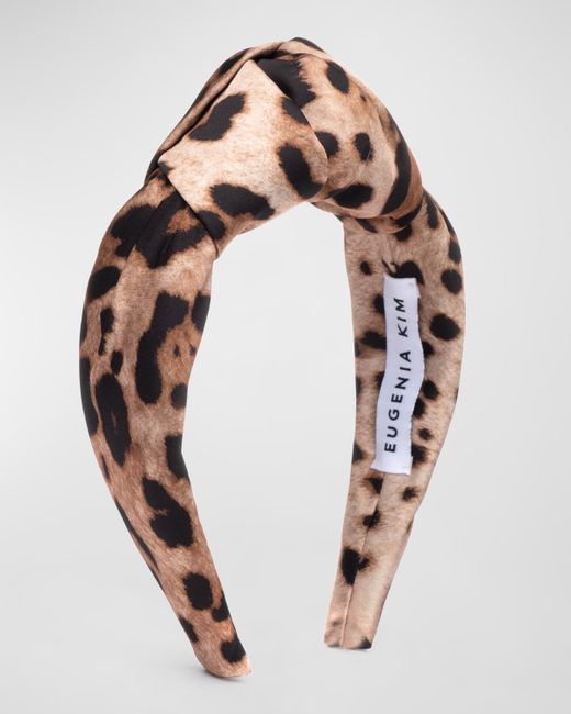 Eugenia Kim Karyn Leopard-Print Knot Satin Headband