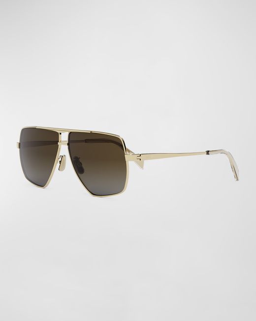 Celine Metal Aviator Sunglasses With Leather Logo Strap