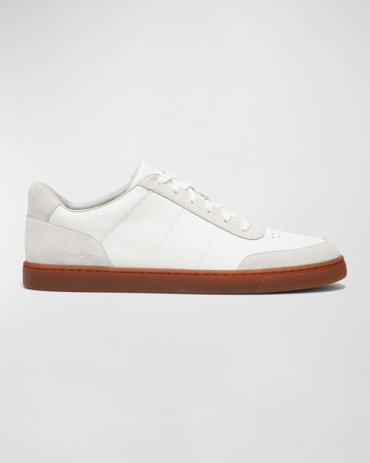 Vince Noel Leather and Suede Low-Top Sneakers