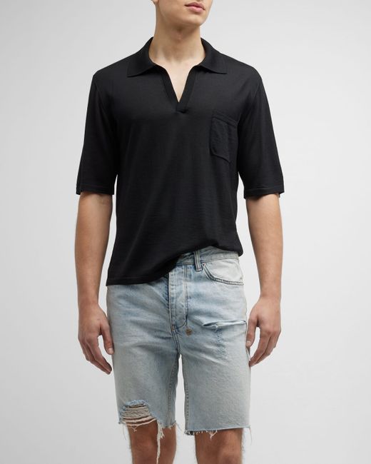 Saint Laurent Knit Polo Shirt with Open Collar