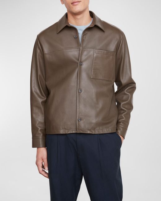 Vince Leather Shirt Jacket