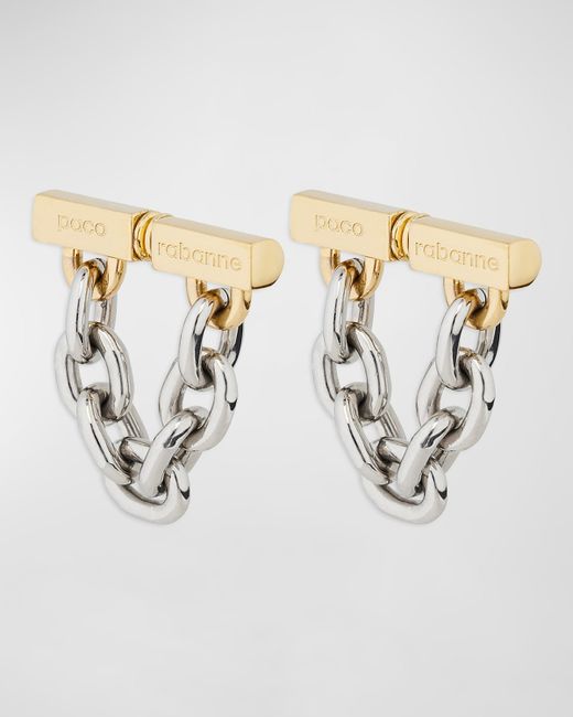 Paco Rabanne XL Two-Tone Chain-Link Dangle Earrings
