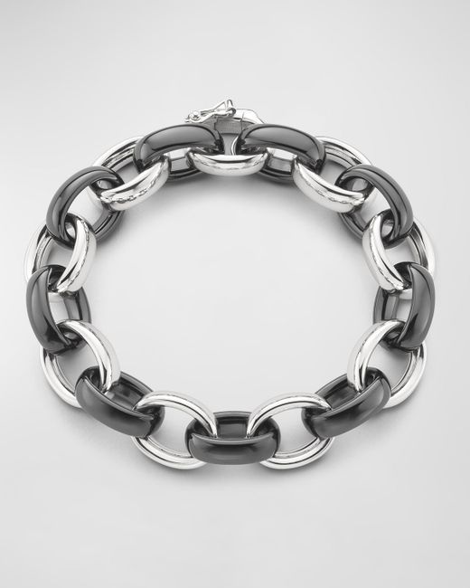 Monica Rich Kosann Sterling Silver Extra-Large Ultra Bracelet with Alternating Ceramic Links 8L