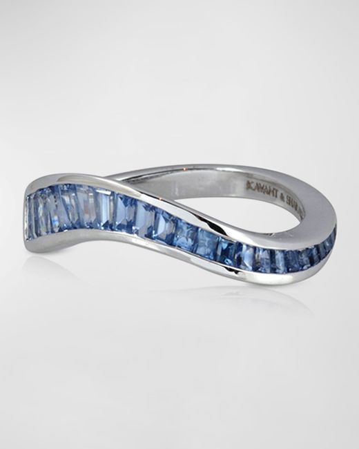 Kavant & Sharart 18K White Gold and Sapphire Wavy Ring