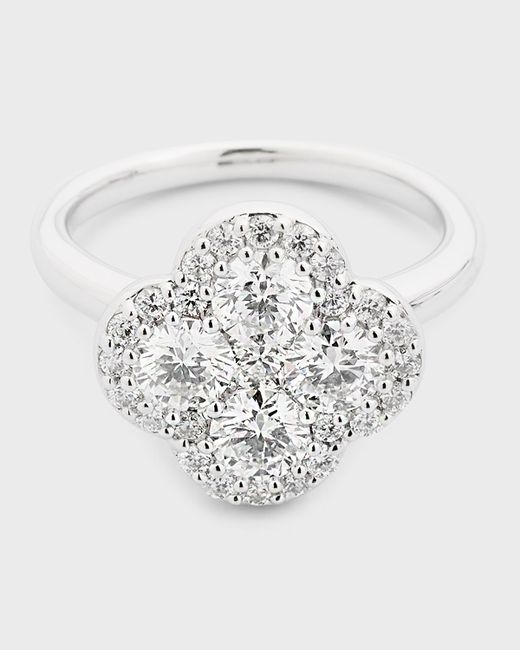 Neiman Marcus Diamonds 18K Gold Diamond Flower Ring 6.75