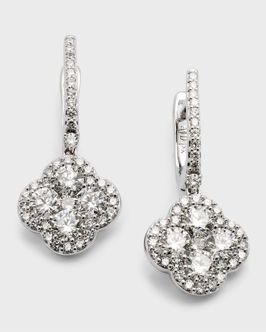 Neiman Marcus Diamonds 18K Gold Diamond Flower Hoop Drop Earrings