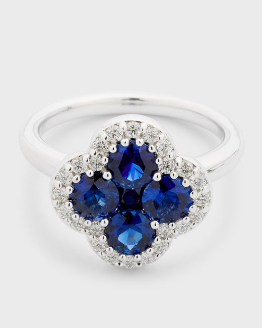 Neiman Marcus Diamonds 18K Sapphire and Diamond Flower Ring 6.75