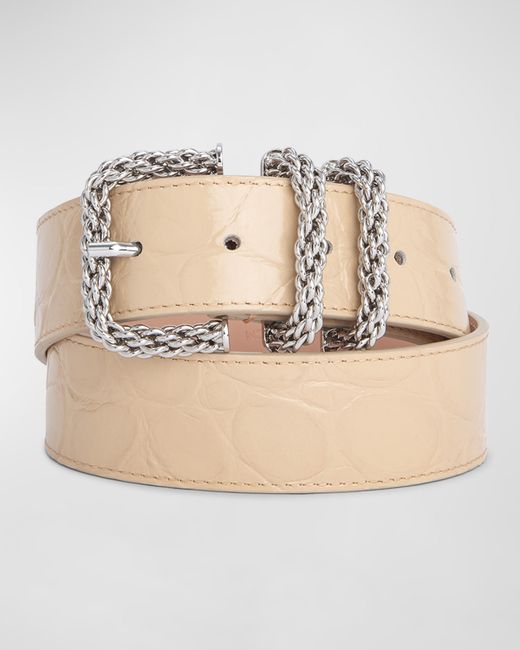 by FAR Katina Maci Croc-Embossed Leather Belt