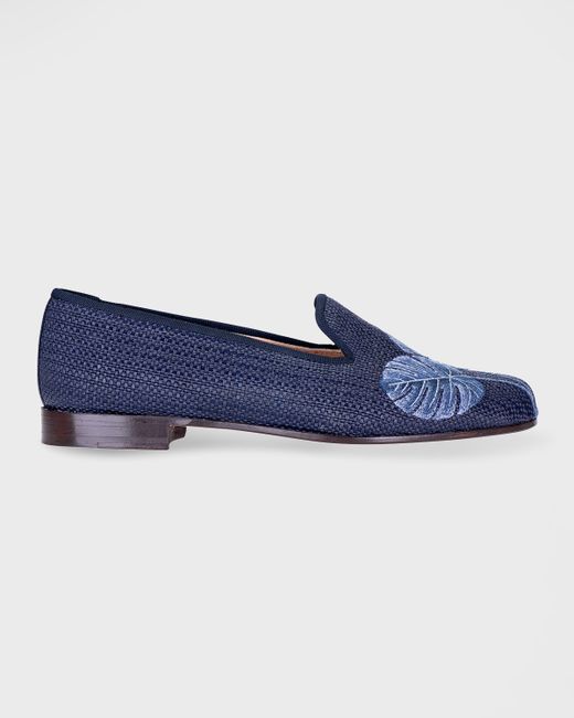 Stubbs and Wootton Philo Palm Embroidered Smoking Loafers